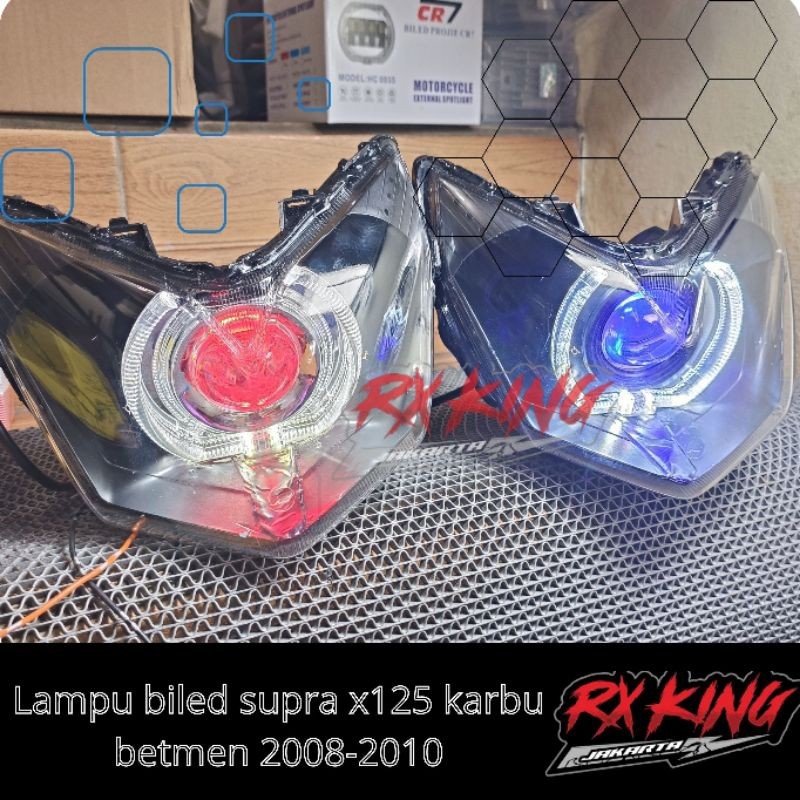 REFLEKTOR LAMPU DEPAN SUPRA X125 KARBU SUPRA X 125 BATMAN BILED PROJIE 4.5INC SET REFLEKTOR