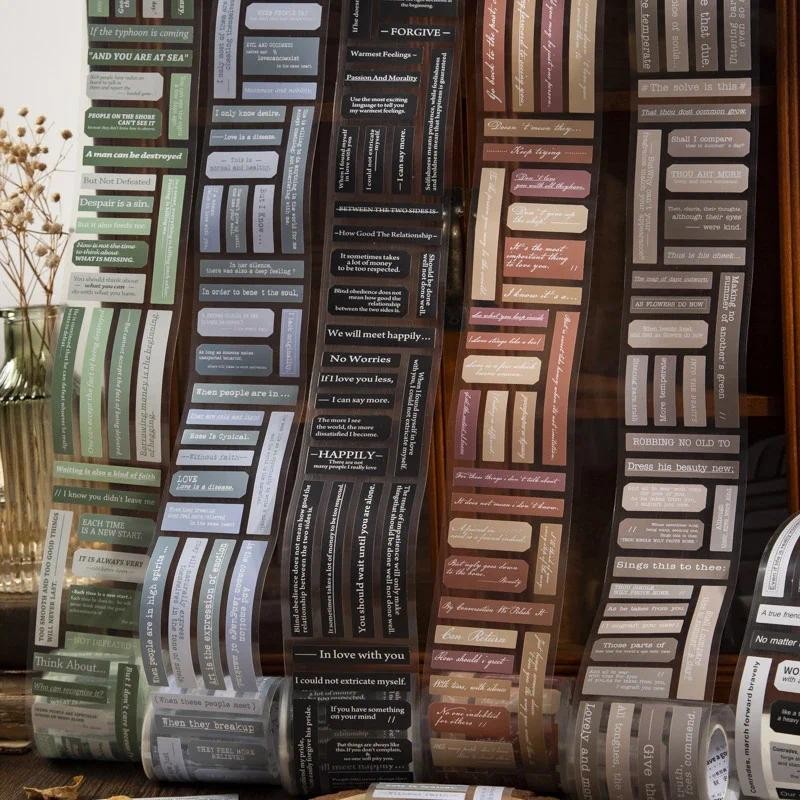 

Journamm 55mm*2m 38cm Cycle Phrase Stickers Classics Words Collage Diary Creative Stationery DIY Scrapbooking Decor Stickers