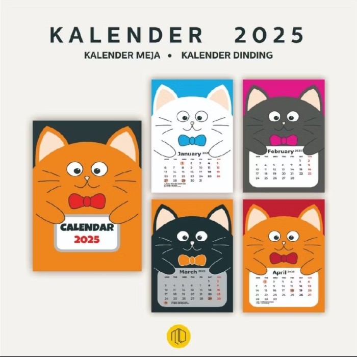 

ANDM Kalender 2025 Dinding Meja Tema Kucing Aesthetic - Meja