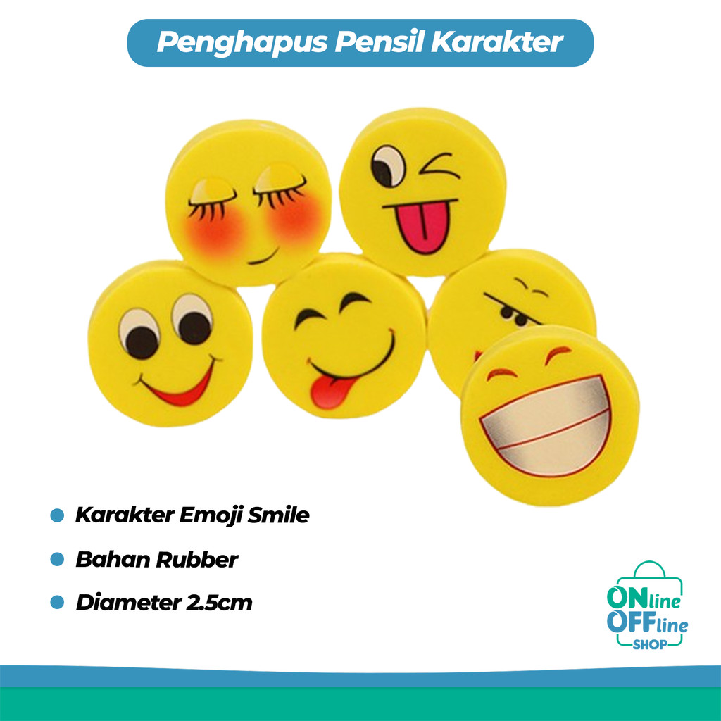 

Penghapus Pensil Karakter Emoji Smile Bulat Lucu Set 4pcs 883