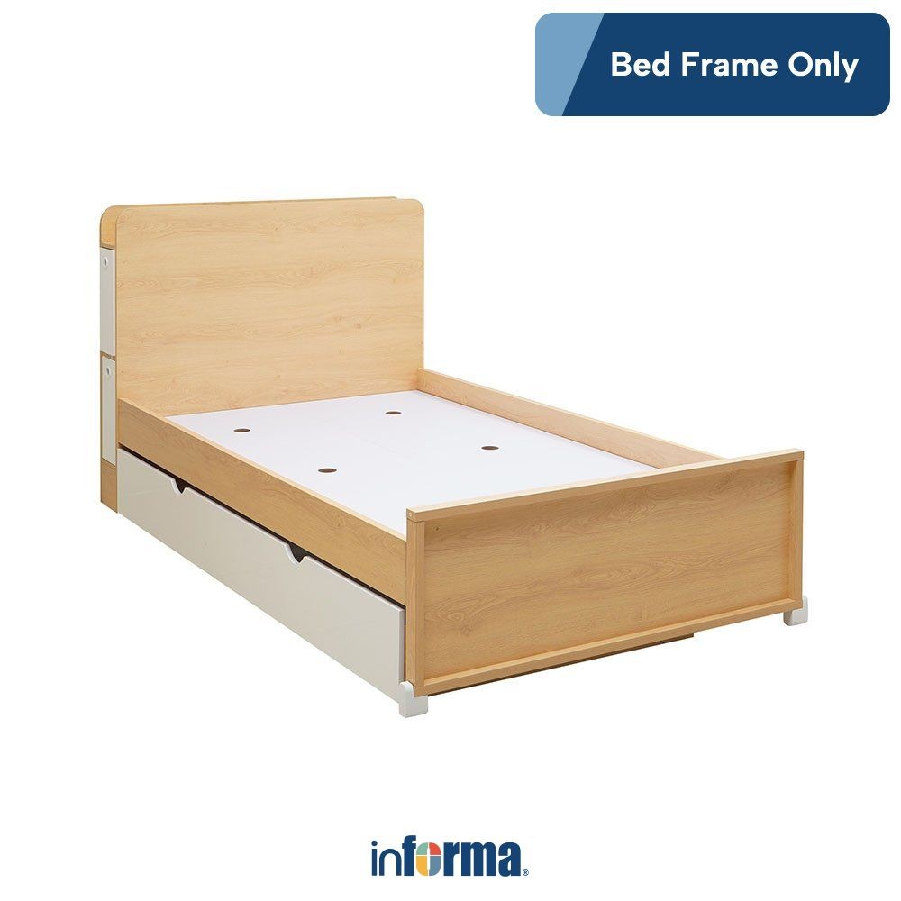 Informa Alea Tempat Tidur Sorong - Putih Oak Bed Trundle Ranjang Kasur Perabot Tidur Furniture Kamar