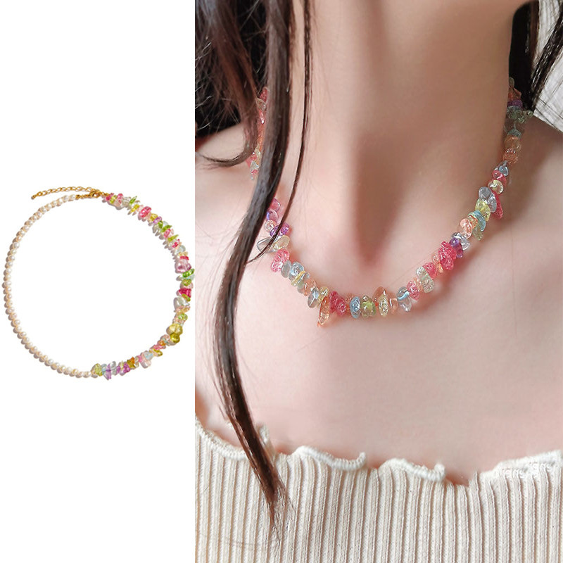 K.Anissa Pengiriman 24 Jam Bisa COD Kalung Manik Etnik Fancy Warna Bening Lembut Semua Pertandingan 