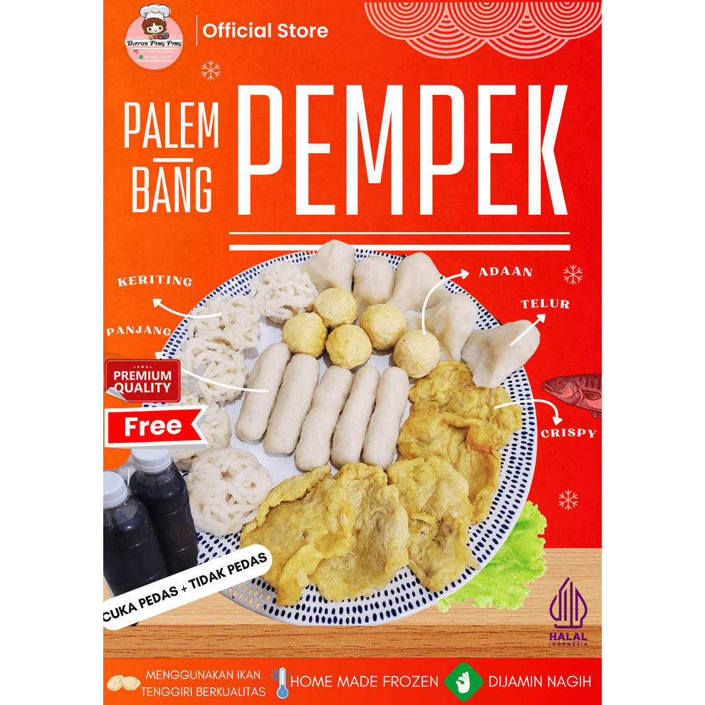 

Pempek Campur ikan tenggiri isi 25 pcs + 2botol Cuko 250 mL (pedas dan tidak pedas). telur, panjang, adaan, keriting dan crispy