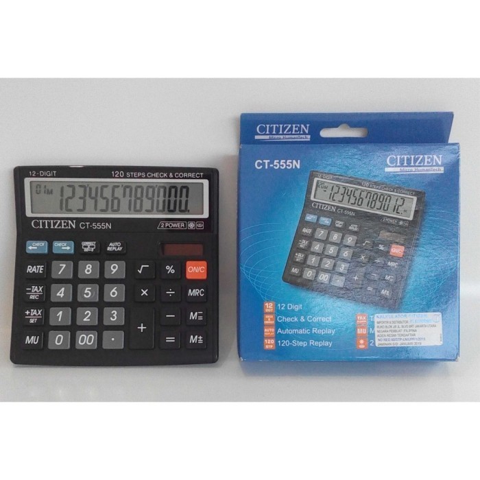 

Kalkulator Citizen CT-555N / CT 555 N / Tax Calculator / Mark Up 12 Di - KINCIZEN