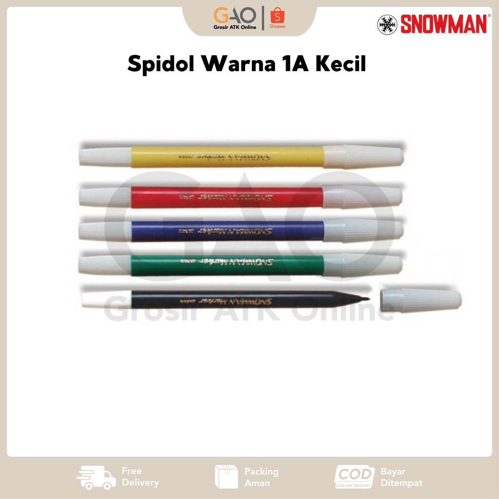 

Spidol Warna Snowman 1A Kecil Warna Hitam Biru Merah Kuning Hijau - 1Pcs