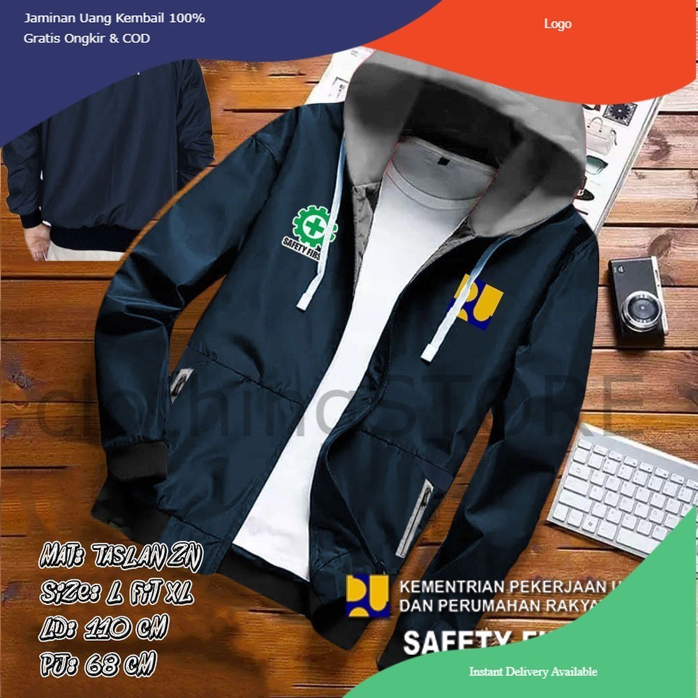 JAKET PARASUT HODDIE DINAS PUPR TERBARU / JAKET BOMBER PUPR / JAKET CUSTOM SABLON PUPR