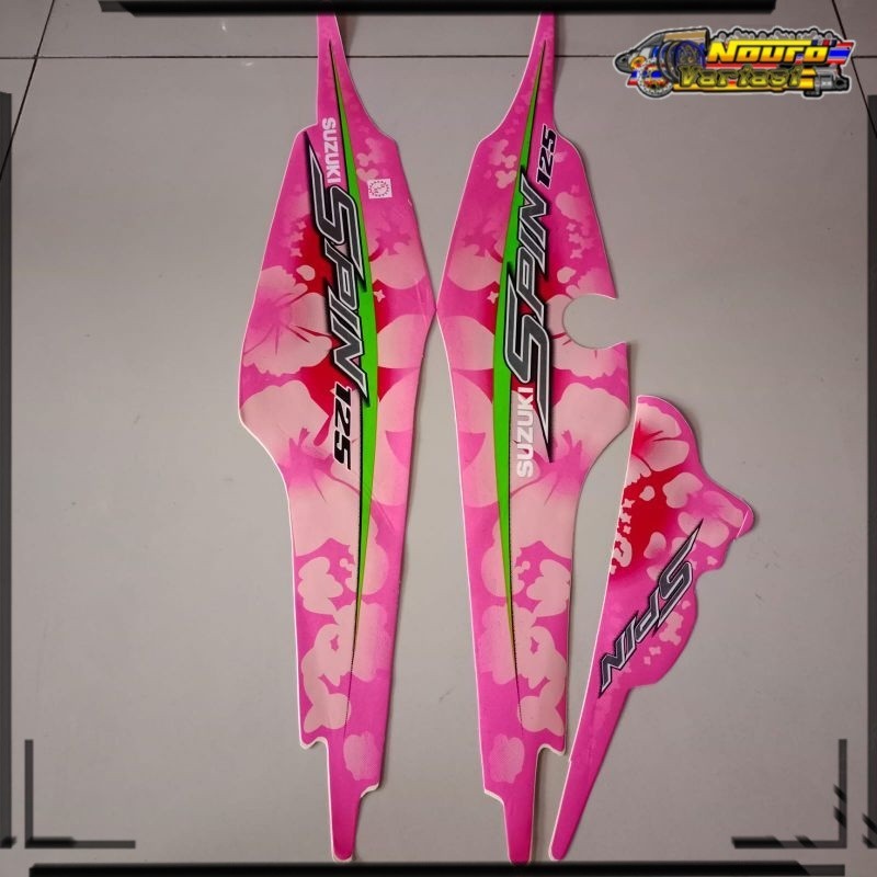 Aksesoris COD Striping Suzuki spin sr 125 2007 2008 pink flower stiker body motor