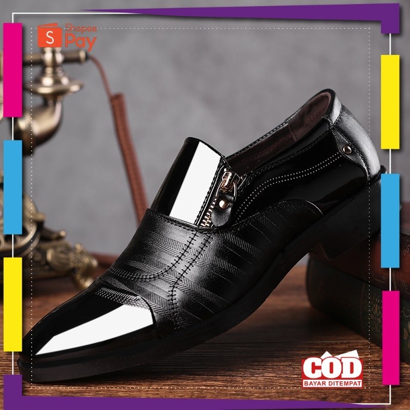 UKURAN SIZE 37 38 39 40 41 42 43 44 45 / Sepatu Pantofel Pria Pantofel Tanpa Tali Formal Slip On Hit