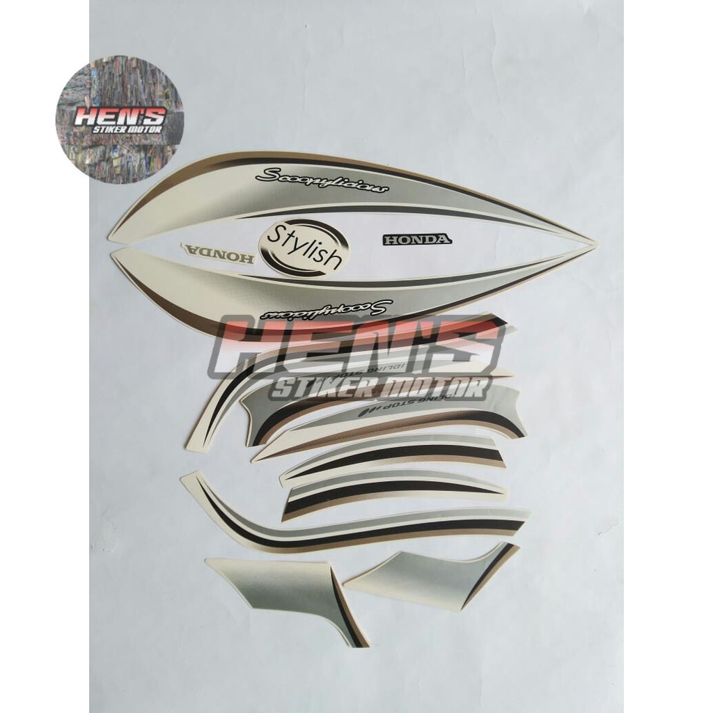 stiker striping honda scoopy stylish 2018 putih-cream