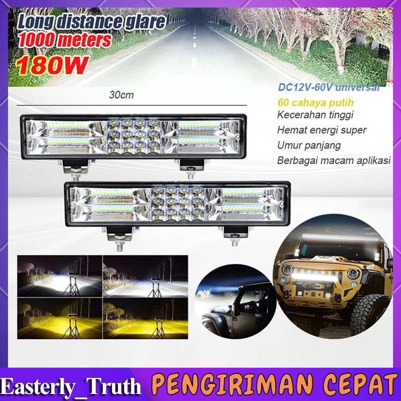 (Stok Siap) Lampu Sorot LED Off-Road 180W 12V-60V SLRG Lampu Sorot Mobil 60LED Lampu Bar Lampu Banji