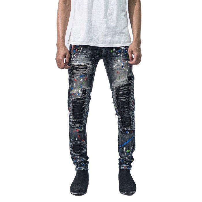 Denimitup H1 Biker Patch Jeans Space Grey
