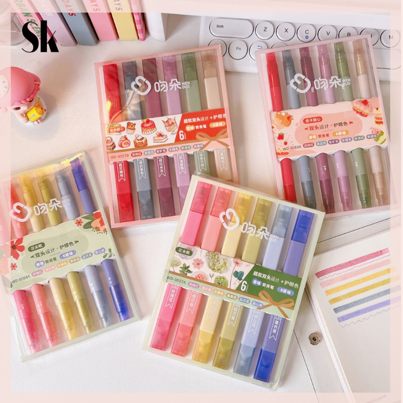 

SKSHOP Stabilo / Highlighter Warna Warni Double Side 1 Set isi 6 pcs - PE011