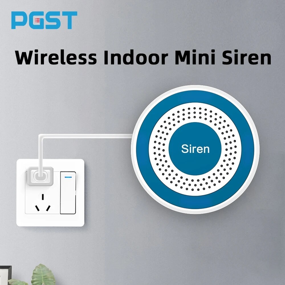 Wireless 433mhz Indoor Strobe Siren Sound and Light Siren 100dB Mini Standalone Strobe Siren Home Se