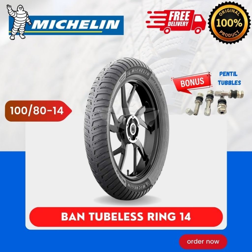 [READY COD] BAN MICHELIN RING 14 CITY EXTRA TUBELESS (100/80-14) BAN MOTOR MATIC RING 14 / BAN MICHELIN RING 14 TL