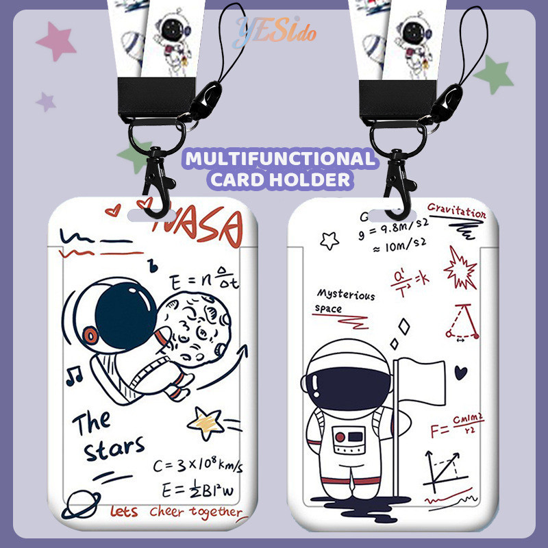 

COD✨ Kartun Astronot Id Card Holder Motif Kawaii Astronout Tempat Kartu Bebek Bunga-YES