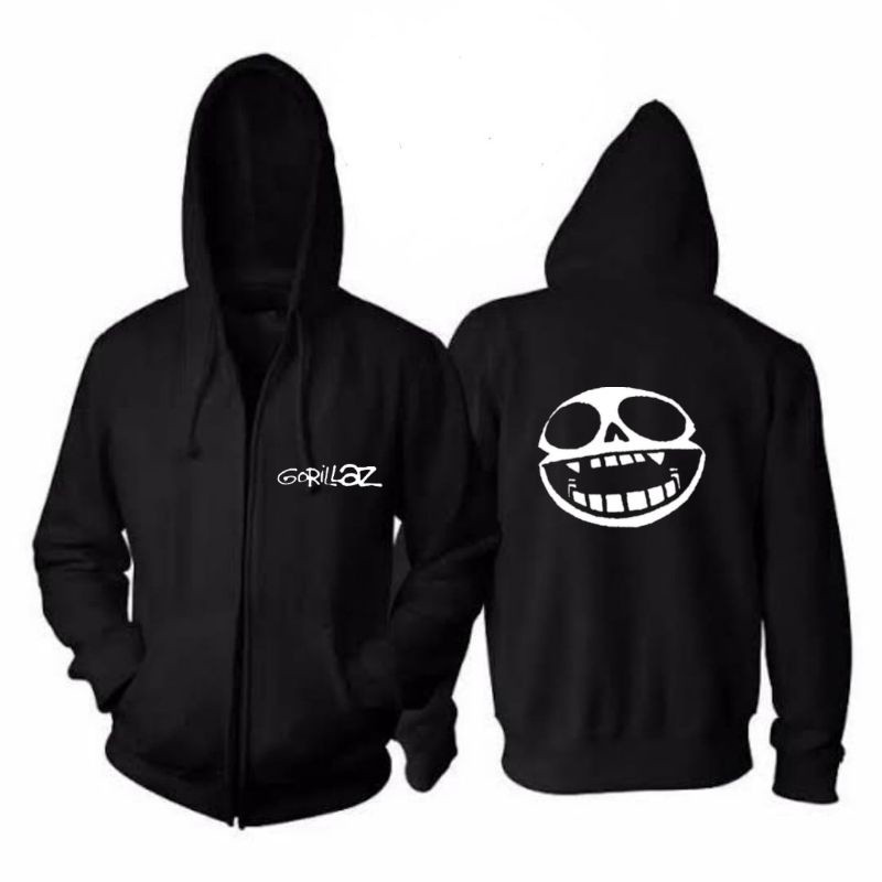 Jaket zipper GORILLAZ zipper resleting jacket BAND MUSIK ROCK katun baby terry cotton fleece / pria 