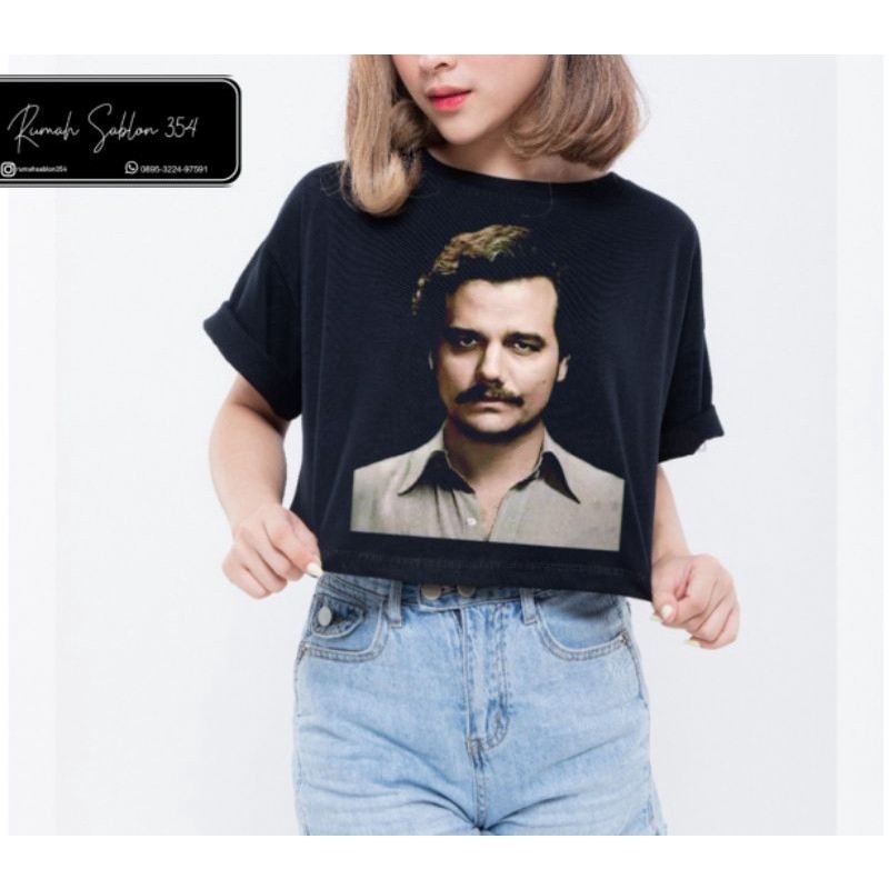 CROP TOP PABLO ESCOBAR tshirt tokoh film narcos FACE BOX CROP TEE / CROP TOP h&m / kaos baju wanita 