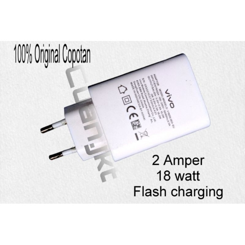 Batok Charger Vivo 2A 18 watt Original 100% copotan, charger vivo Y12 y15 y17 y19 y20 y21 y22 y30