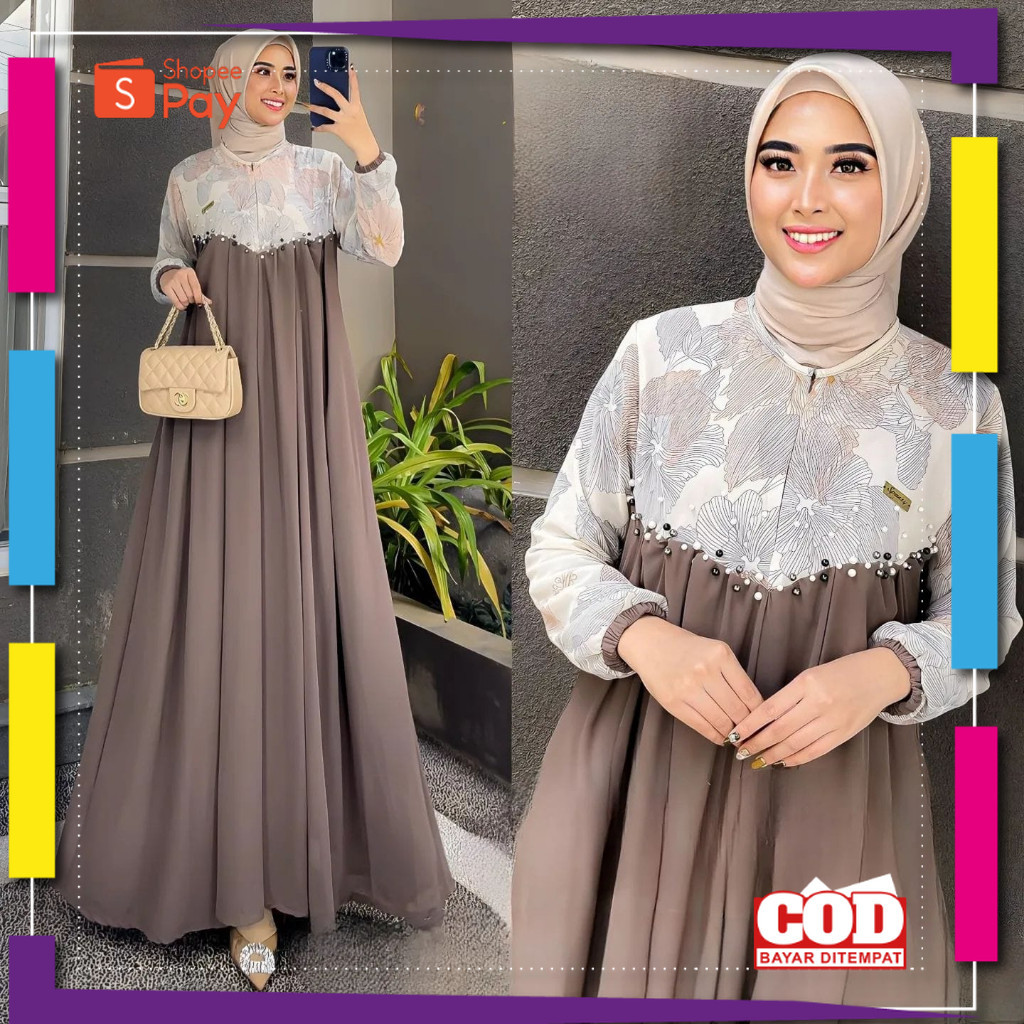 KAIN LEMBUT HALUS ADEM TEBAL / KIFARA DRESS BUSANA PESTA MUSLIMAH BAHAN CRINKLE AIRFLOW MIX CERUTY B