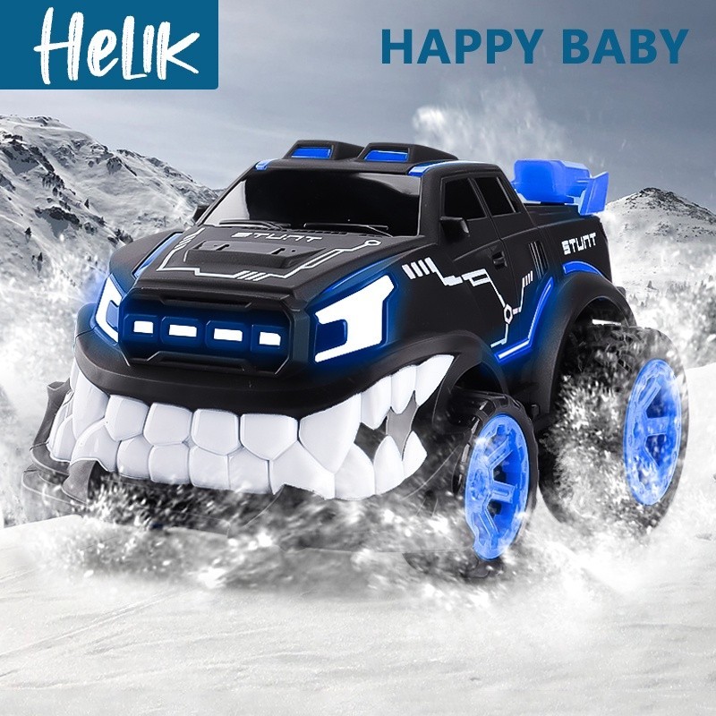 VR53WA Mainan Mobil Remote Control Monster RC Mobil Stunt dengan Lampu Bodi Bisa diputar 360°