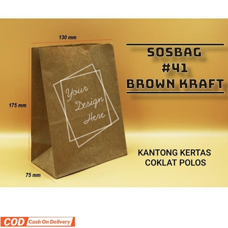 

Kantong kertas makanan kemasan paper bag brown kraft coklat paperbag fried chicken roti