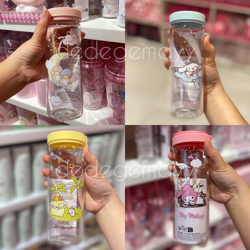 Miniso x Sanrio NEW - Tumbler Kaca Sanrio | Botol Bening Beling Sanrio | Botol Minum Transparan
