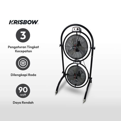 Krisbow 16 inci Kipas Angin Berdiri Industrial Standing Fan / Double fan lantai