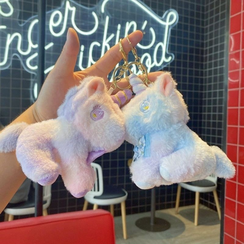 Fantasi Boneka Kecil Unicorn Tas Sekolah Liontin Mainan Kuda Poni Merah Muda Anak Perempuan