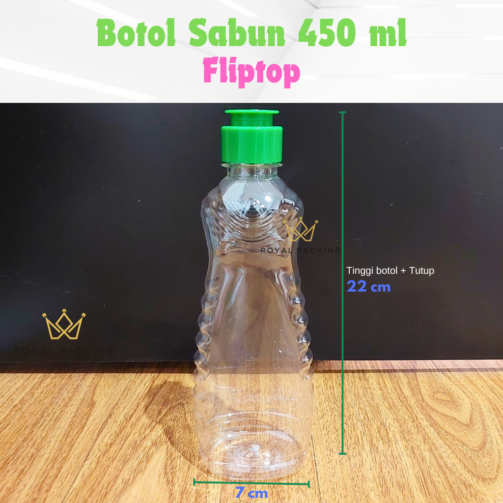 [RP] Botol Tempat Sabun 450 ml FLIPTOP / Botol Plastik PET Flip Top 450ml / Botol Sabun Cuci Piring