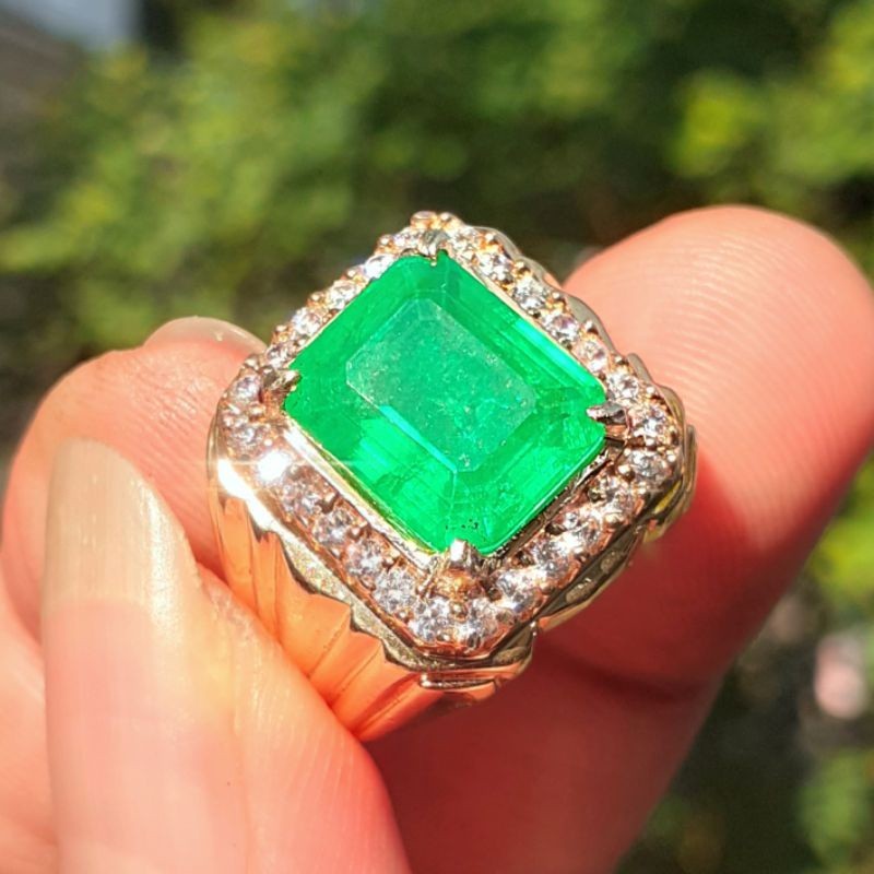 Cincin Batu Zamrud Zambia Super Mewah Original