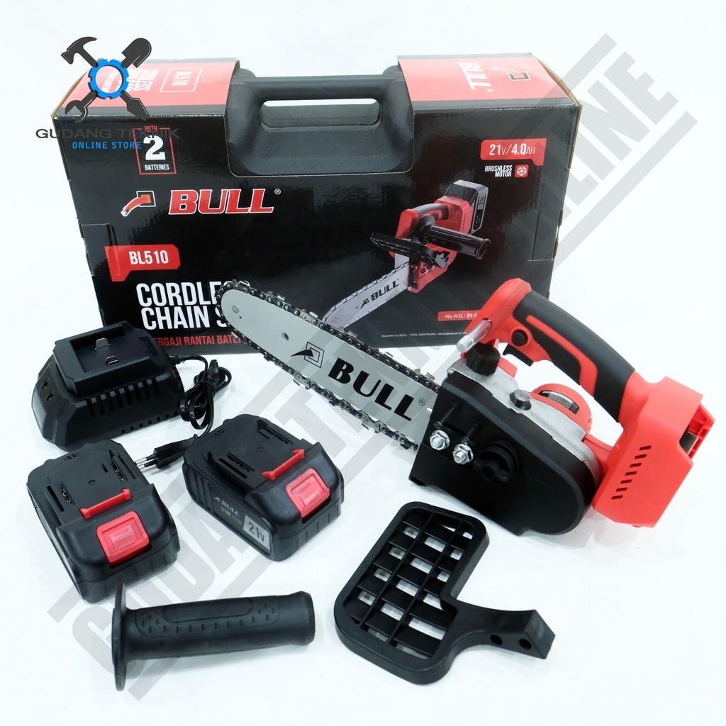 BULL BL510 / Gergaji Rantai Baterai Mini Chainsaw 10" - Cordless Chainsaw mini 10inch Bull BL510