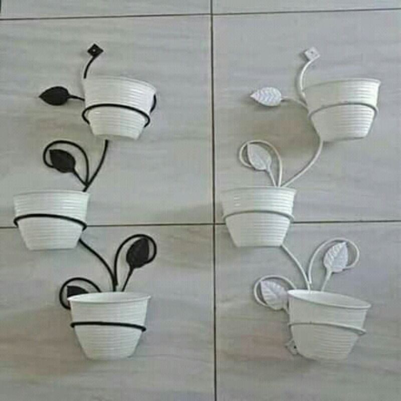 Rak bunga dinding hitam putih/Standing pot Bunga dinding minimalis