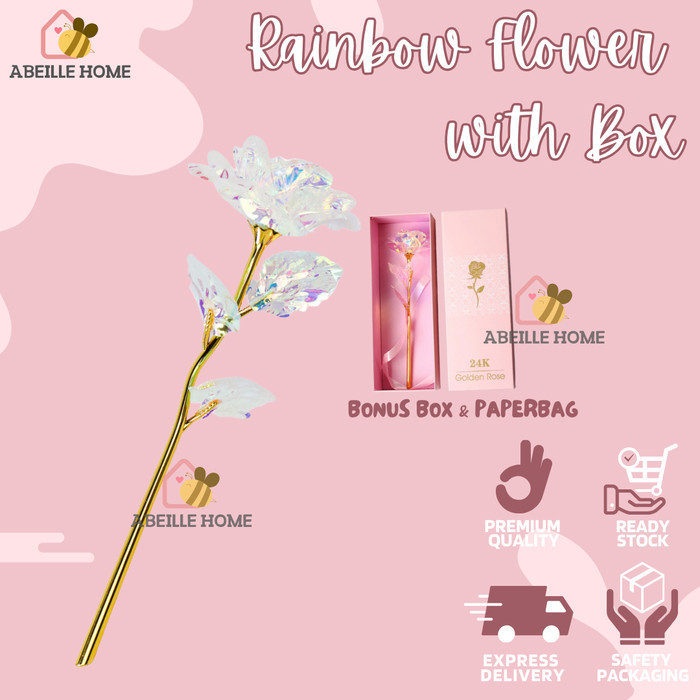 

(NEW) -BUNGA MAWAR RAINBOW HADIAH VALENTINE GIFT WITH BOX - BUNGA IN BOX