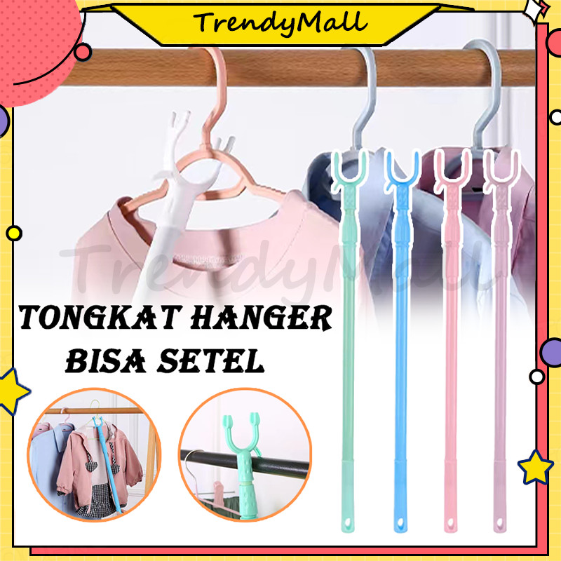 Clothesline Pole Bisa Setel Panjang Pendek/Tongkat Hanger Baju Stainless/Galah Hanger Gantungan Baju