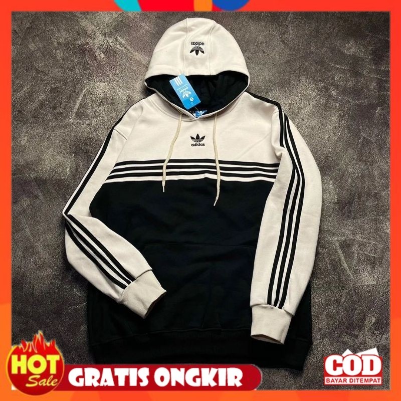 [PREMIUM ORIGINAL] jaket sweater hoodie adidas unisex pull tag wash + lebel