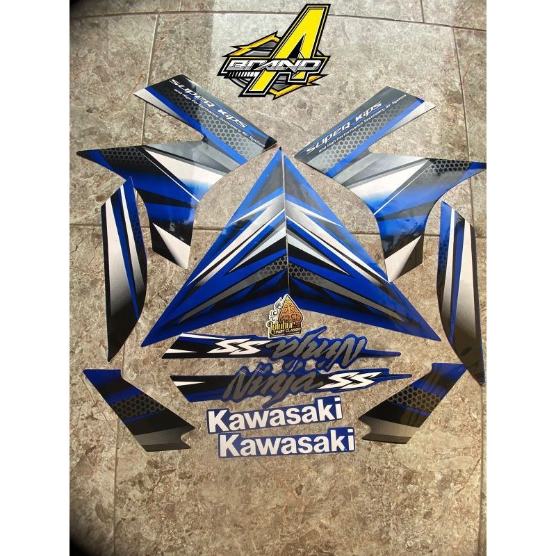 Stiker Striping Kawasaki Ninja SS 2013 biru putih best seller BRAND A Premium Striping ORI