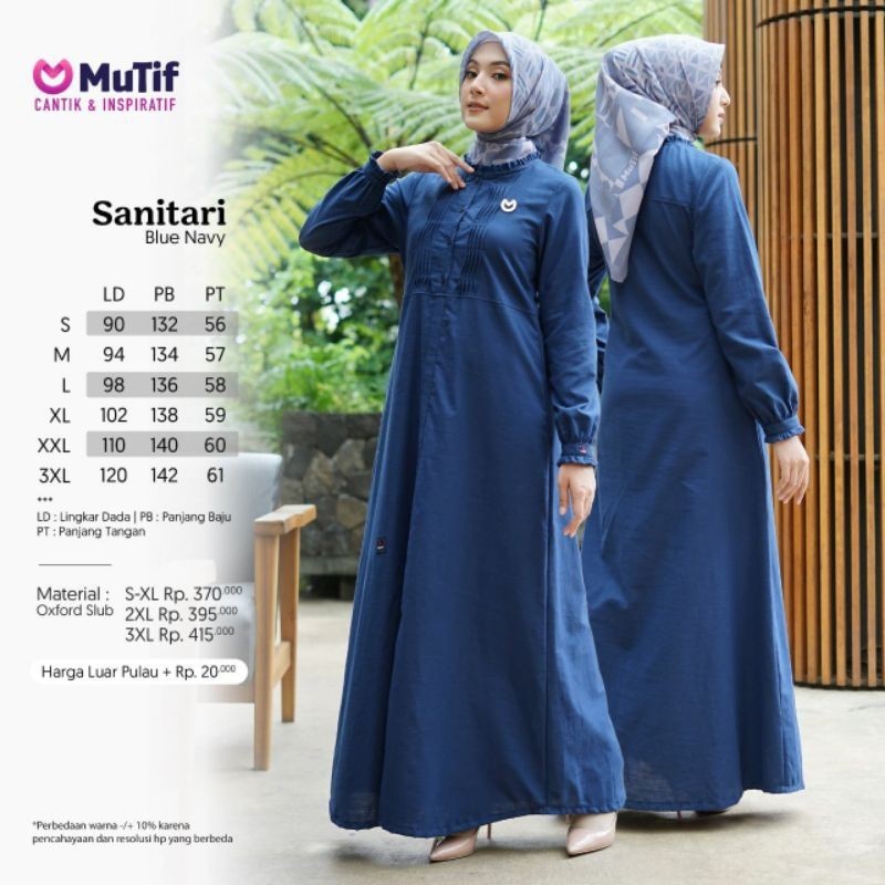 Mutif Gamis Sanitari / Gamis Mutif Terbaru / Gamis Mutif 2024 / Gamis Blue / Gamis Navy / Gamis Muti