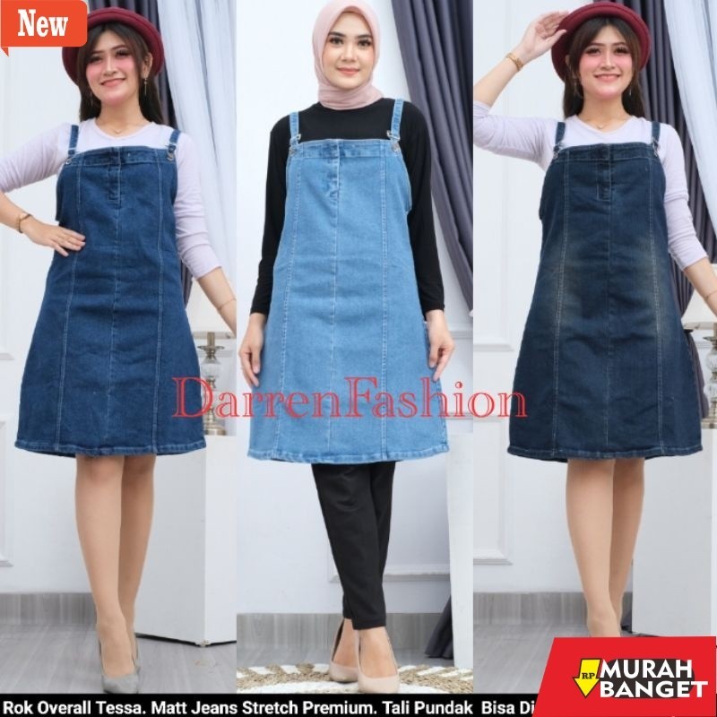 Jumpsuit Wanita Kekinian Rok Overall Jeans Tessa Premium . Rok Jeans Overall Tessa . Rok Overal Pend