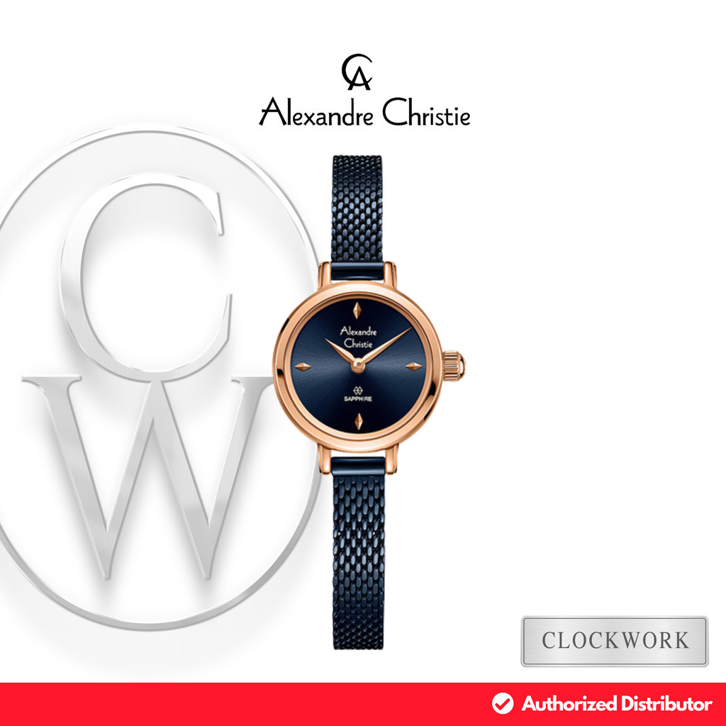 Jam Tangan Wanita Alexandre Christie AC 2B35 LHBURBU Rantai Pasir / Mesh Strap Elegant Minimalis