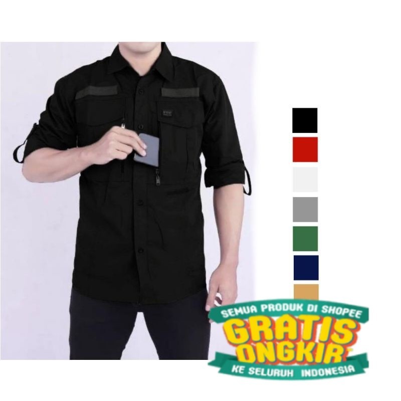 baju kemeja tactical panjang w Tac pria/ jumbo big size besar