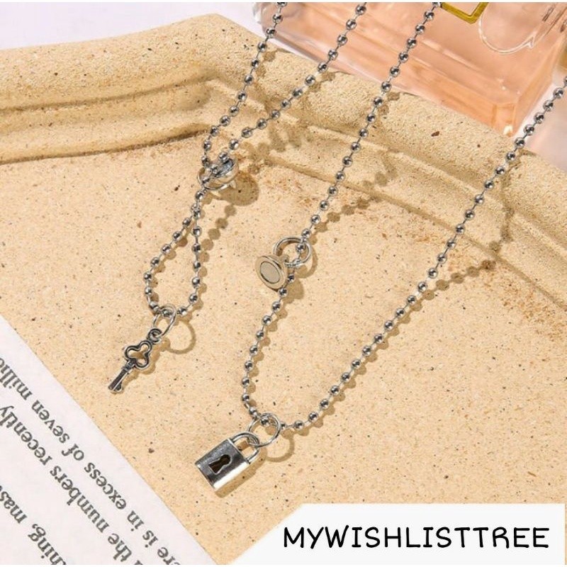 (ANL) COUPLE MAGNET KUNCI GEMBOK PASANGAN | KALUNG PASANGAN KEKINIAN COUPLE NECKLACE | KALUNG PERSAH