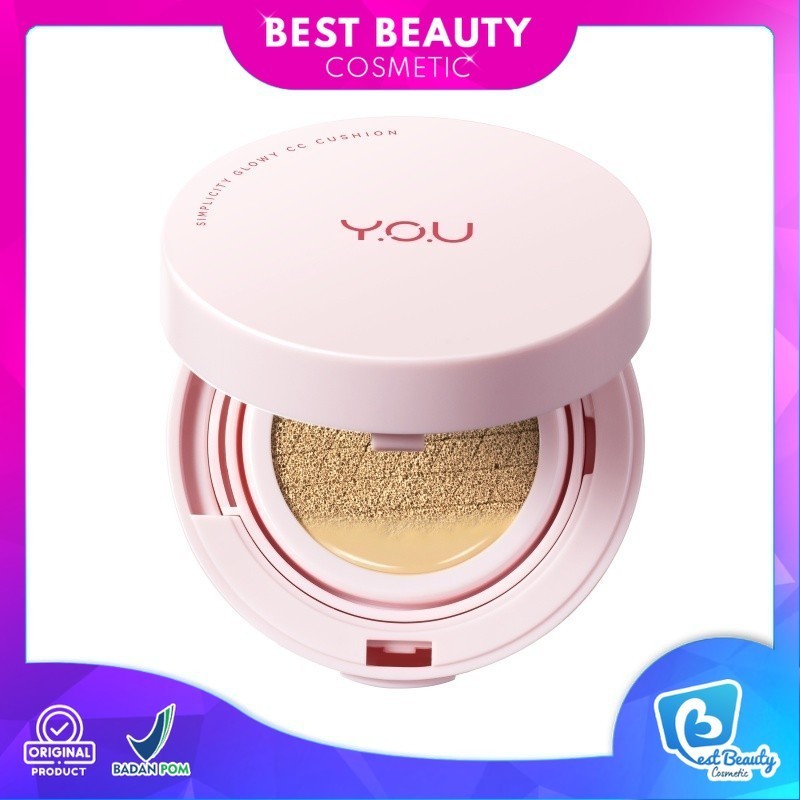★ BB ★ Y.O.U Simplicity Glowy CC Cushion - Natural Makeup Foundation | Bedak Wajah | Ringan Tahan La