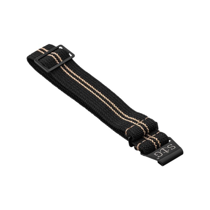 [TERMURAH] Tali Jam Tangan Strap Guy MN-BLK-SND-02-22B Black Nylon 2 Sand Stripe