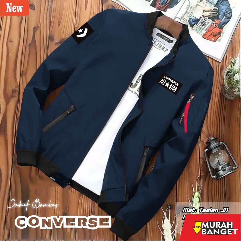 jaket bomber pria original BOMBER CONVERSE CORPS / BOLAK BALIK / BAHAN PARASUT DLM FLECE / JAKET MUR