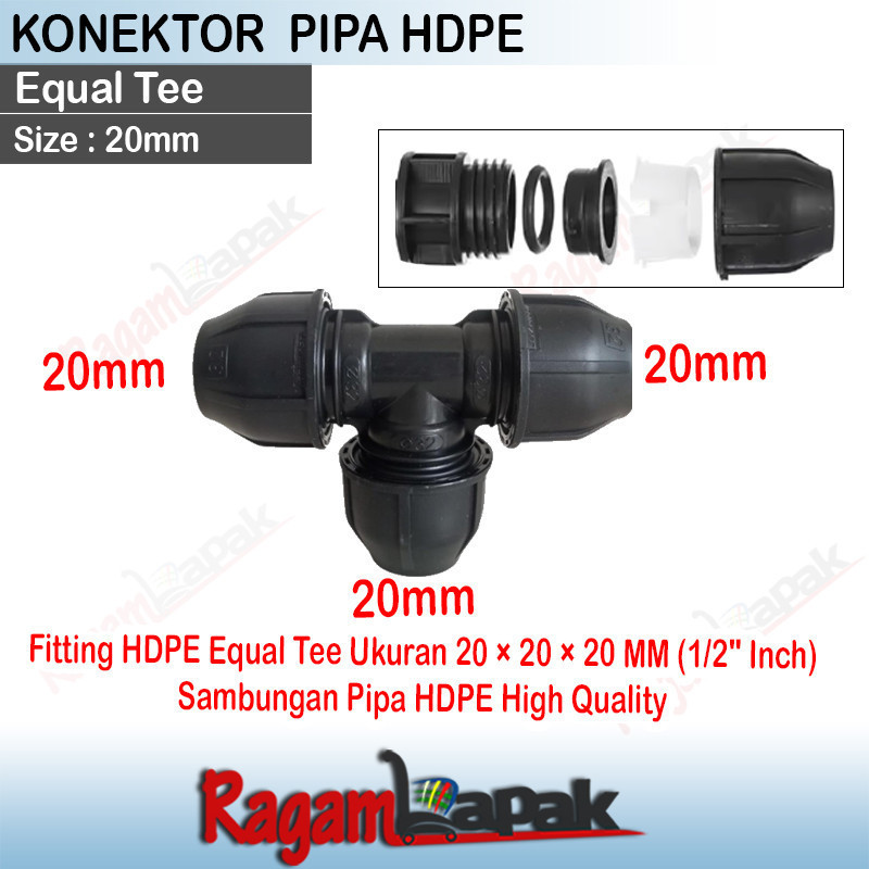 Liceriashop17 Fitting Hdpe Equal Tee Ukuran 20 Mm Sambungan Pipa Hdpe T 20Mm