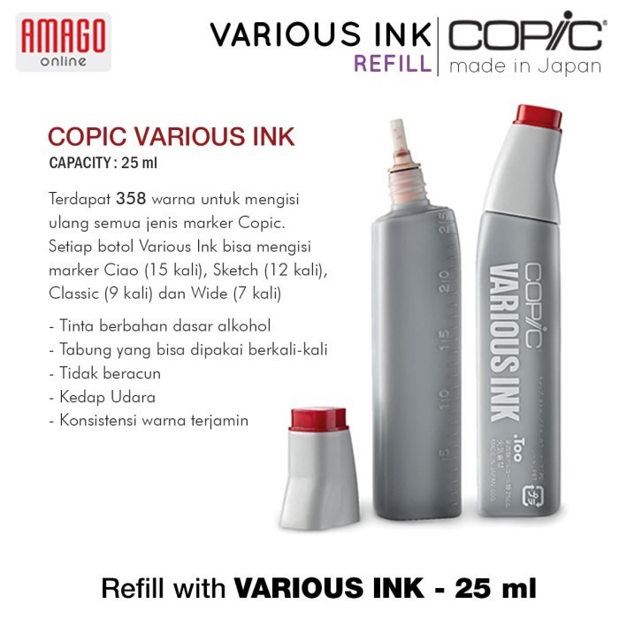 

Terbaru-ATK COPIC VARIOUS INK - 25 ml - TINTA ISI ULANG COPIC