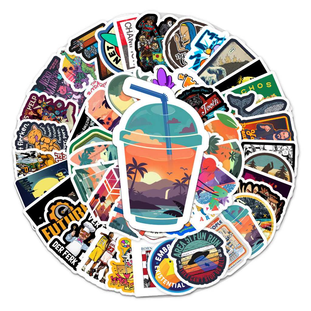 

Sticker Pack vinyl isi 50 - 100 pcs | anti air varian TREND PERSONALI | glossy matte | laptop helm tumbl koper Stiker