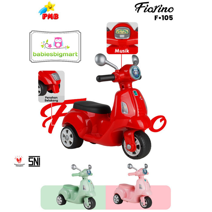 Mainan Scooter Anak Sepeda Motor Dorong Mini PMB IORA F105 Ada Musik Balance Bike Ukuran Besar F-105