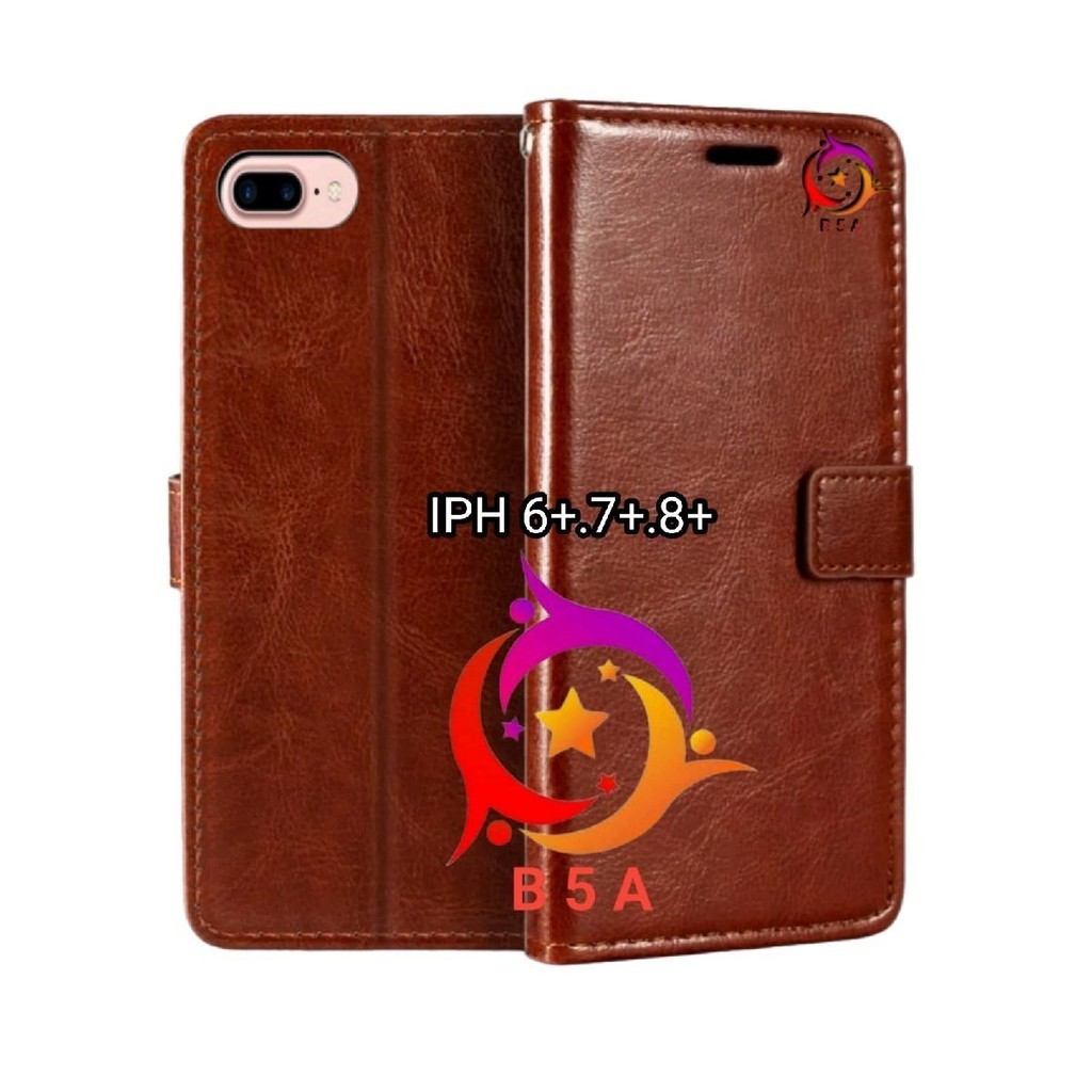 Case IPHONE 6+/7+/8+ Flip Cover Wallet Leather Casing Dompet Kulit ( Case IPH 6+/7+/8+ ) Slot Card W