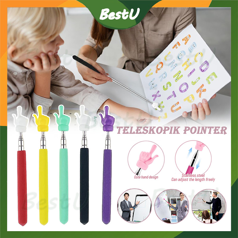

tongkat untuk alat bantu mengajar desain jari teleskopik stainless/tongkat penunjuk papan tulis 68cm